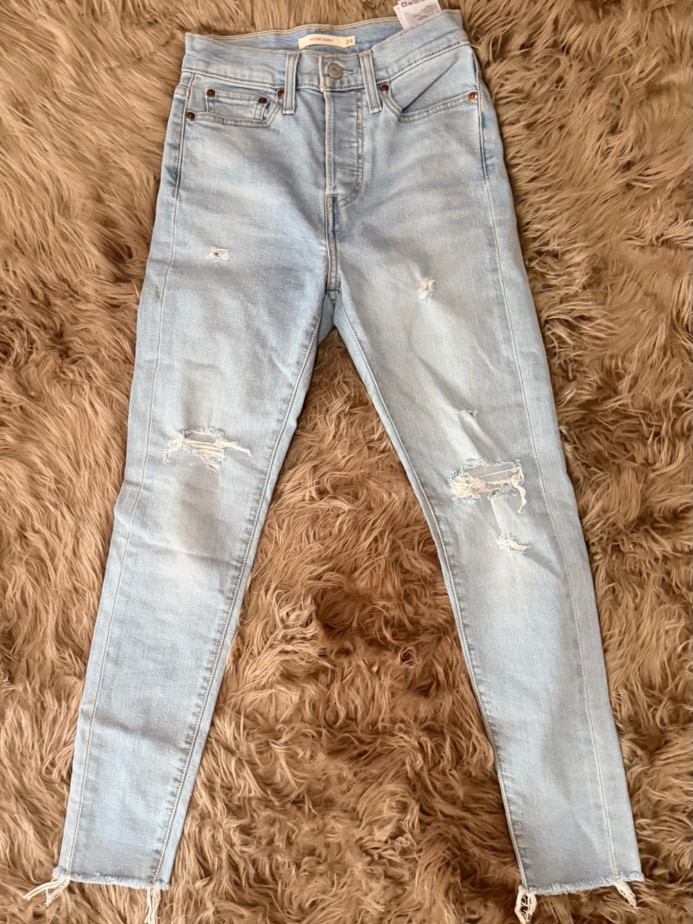 Levi's Light Blue Wedgie Skinny Distressed Jeans Size 24